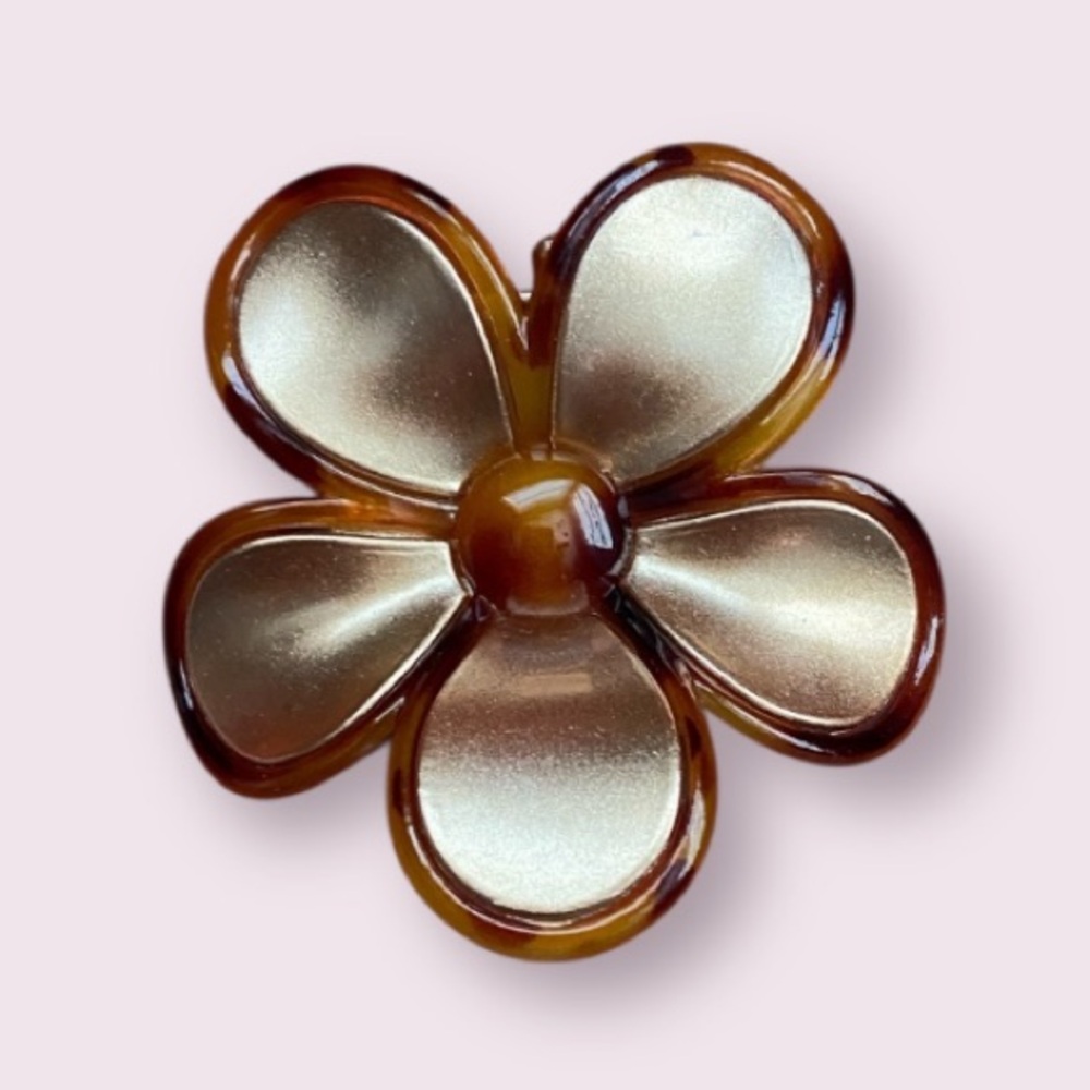 Gold and Brown Flower Hair Clip